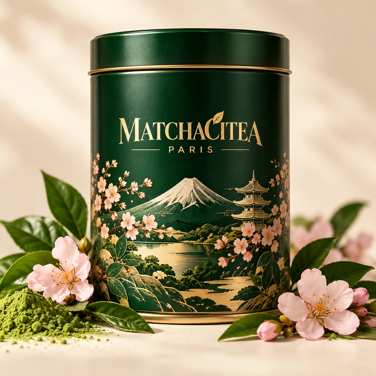 Forest green Matchacitea Paris matcha tin